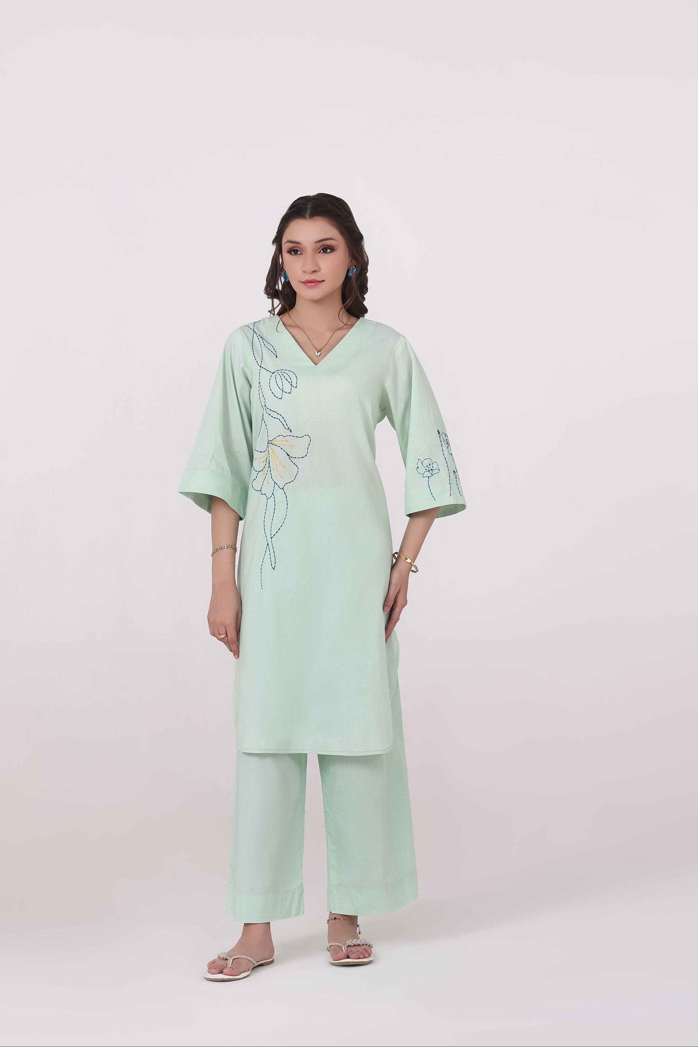 Minte - 2 Pc Embroidered Suit