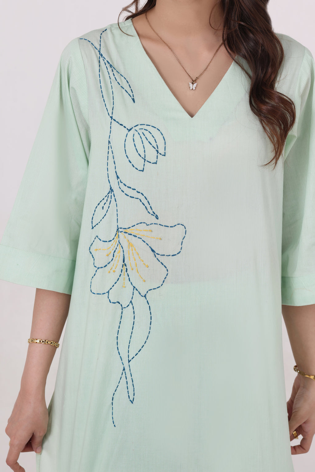 Minte - 2 Pc Embroidered Suit